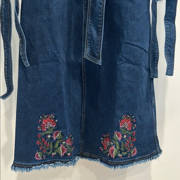 Current Mood Embroidered Denim Long Coat Dress - Picture 5 of 6